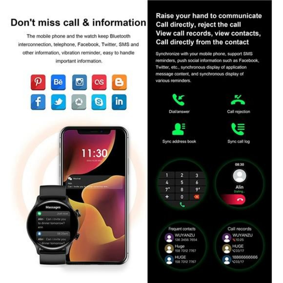 Pro Smart Watch for Men Women Fitness Tracker Smartwatch 1.36 inch